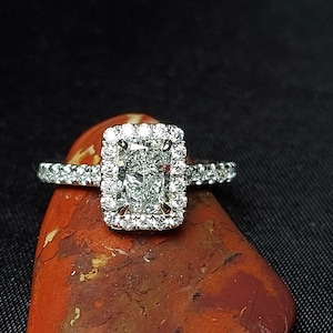 Radiant Cut Diamond Wedding Ring 14K White Gold 0.7Ct IGI Certified  Lab Grown Radiant Diamond engagement Ring Halo Radiant Cut Diamond.