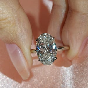 4 Carat IGI certified lab grown Oval diamond engagement ring D VVS2 diamond ring with accent engagement ring, proposal ring promise Ring
