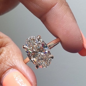 3.6Ct lab grown Oval diamond H,VS1 Certified engagement ring lab created diamond ring with accent engagement ring proposal ring promise Ring