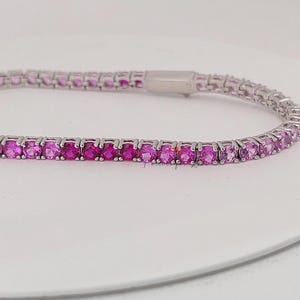 Rosa Diamant Tennis Armband, Solid Gold Baby Rosa Armband, 14k oder 18k Bunte Ewigkeit Design, Prong Set, Muttertagsgeschenk