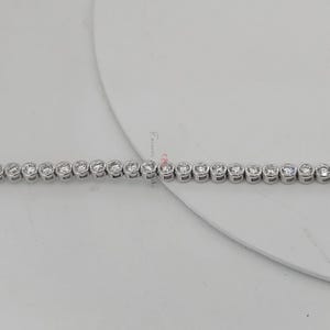 14K Diamond Tennis Bezel Bracelet, White Gold Round Tennis Bracelet, Lab Grown Bracelet, Beautiful White Diamond Bracelet, Round Bracelet.