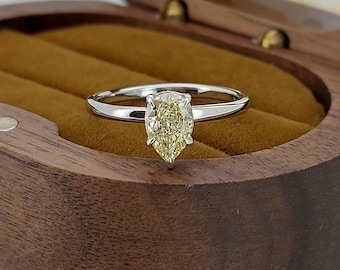 Yellow Pear Engagement Ring, Lab Diamond Ring,  14k Gold Ring, Yellow Pear stone, Perfect Anniversary Gift Bridal Ring for her