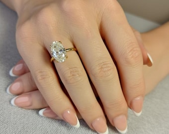 Oval Engagement Ring, 5Ct Crushed ice Oval cut 13*8mm Moissanite engagement ring, diamond hidden halo ring, Haley bieber Ring.