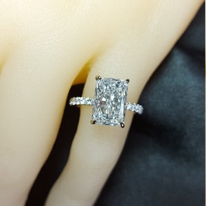 3.52Ct Radiant Diamond Engagement Ring, Lab-Grown IGI Certified Diamond, Hidden Halo Diamond Ring, Anniversary bridal Wedding Gift For Her.