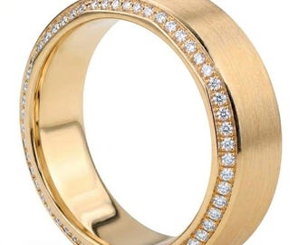 Round Lab Grown Diamond Men's Wedding Ring, Matte Finish Wedding Band, Lab Grown Diamonds, Perfect Ring for Him, Anniversary Gift Ring