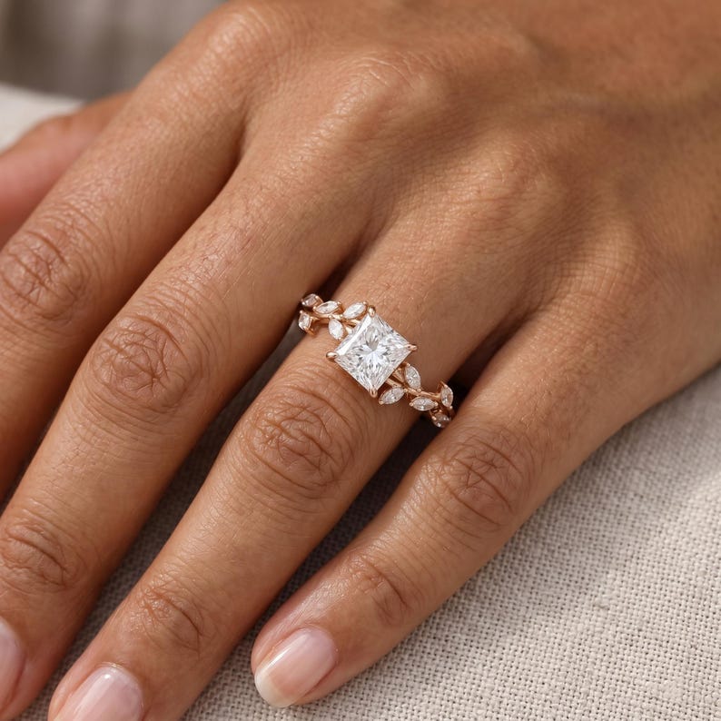 Princess Cut Diamond Nature Inspired Engagement Ring E VVS2 IGI ...