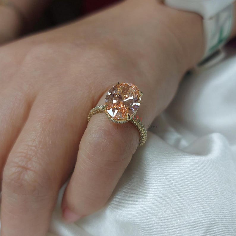 Pink Oval Cut Lab Created Diamond Engagement Ring IGI Certified Diamond, 2-5 Ct Baby Pink Ring, Anniversary bridal Wedding Gift For Her. image 6