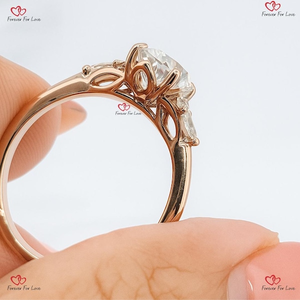 Oval Moissanite engagement ring unique Cluster Yellow gold engagement ring women Round diamond wedding Bridal art deco Anniversary Ring.