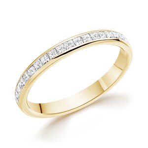 Princess Cut Diamond Half Eternity Ring 1.8mm 18k 14k Natural Wedding ...