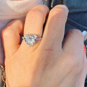 Heart Shaped Moissanite Ring 5CT Heart Shaped Engagement Ring 14k white Gold Ring For Women/ Anniversary Gift Ring/ Valentine Gift Ring