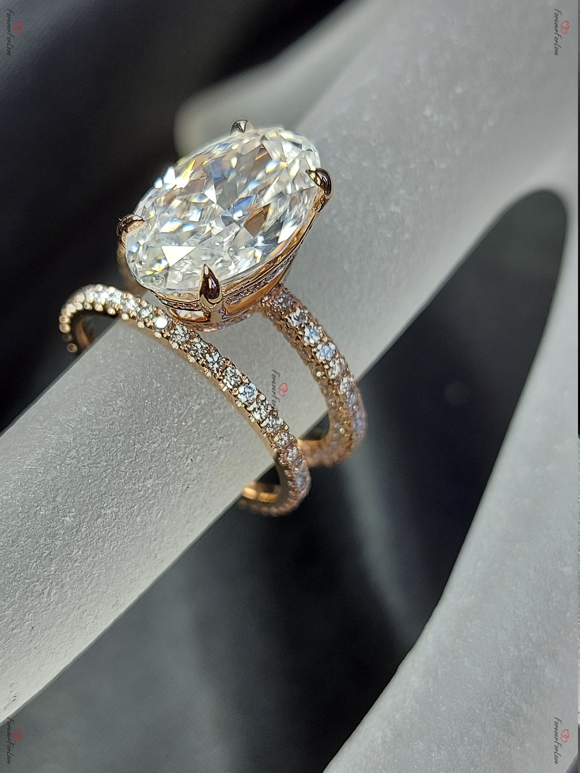 Blake Lively ring Moissanite Engagement Ring oval cut 14k rose Etsy