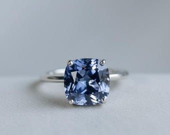 14k Sapphire Ring, Cornflower Blue Sapphire, Cushion Cut Sapphire Ring, Lab Created Sapphire, Conflict Free, Ethically Sourced, Perfect Gift