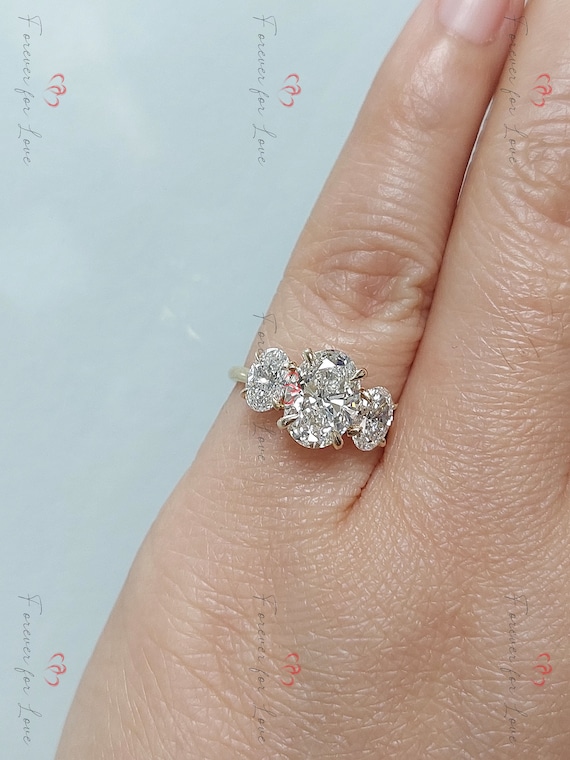 CT Trilogy Lab Created Engagement Ring, Oval Cut Diamond Ring