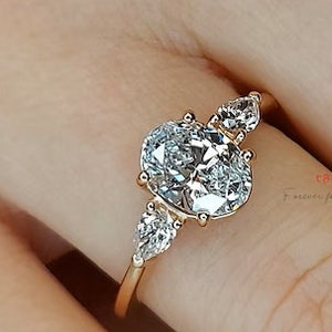 1.5CT Oval Lab Created Engagement Ring E, VVS2 Oval Cut Diamond Ring in 14K/18K, Anniversary Ring, Unique Promise ring, Gift for Her