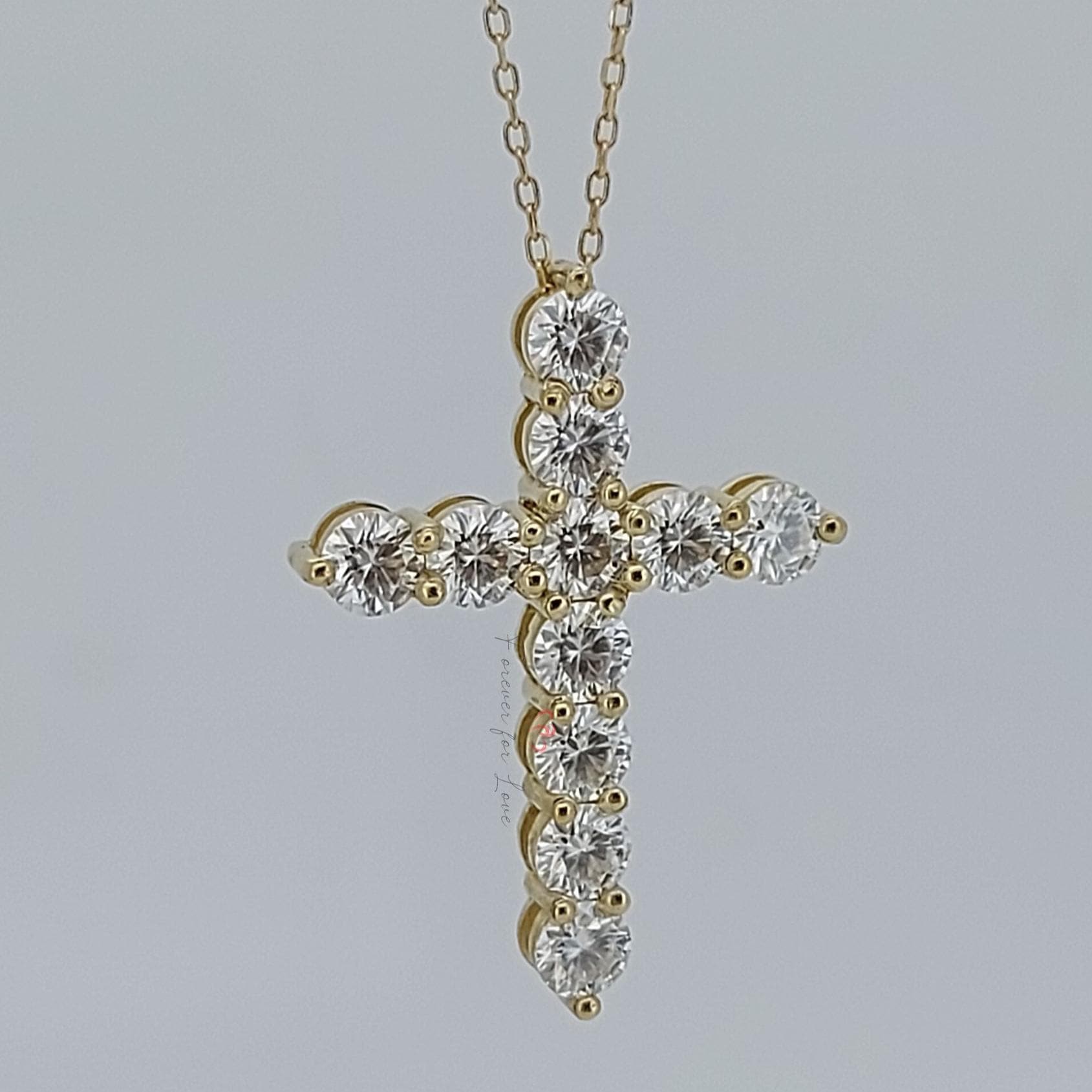 Ciondolo A Croce Uomo In Moissanite 3 Carati - Argento 925 Placcato Oro Bianco 14K - Foto 2