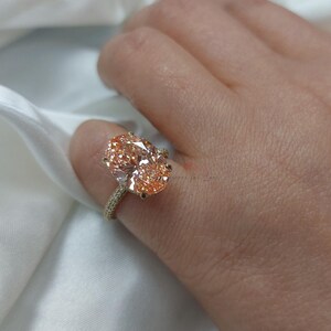 Pink Oval Cut Lab Created Diamond Engagement Ring IGI Certified Diamond, 2-5 Ct Baby Pink Ring, Anniversary bridal Wedding Gift For Her. image 2