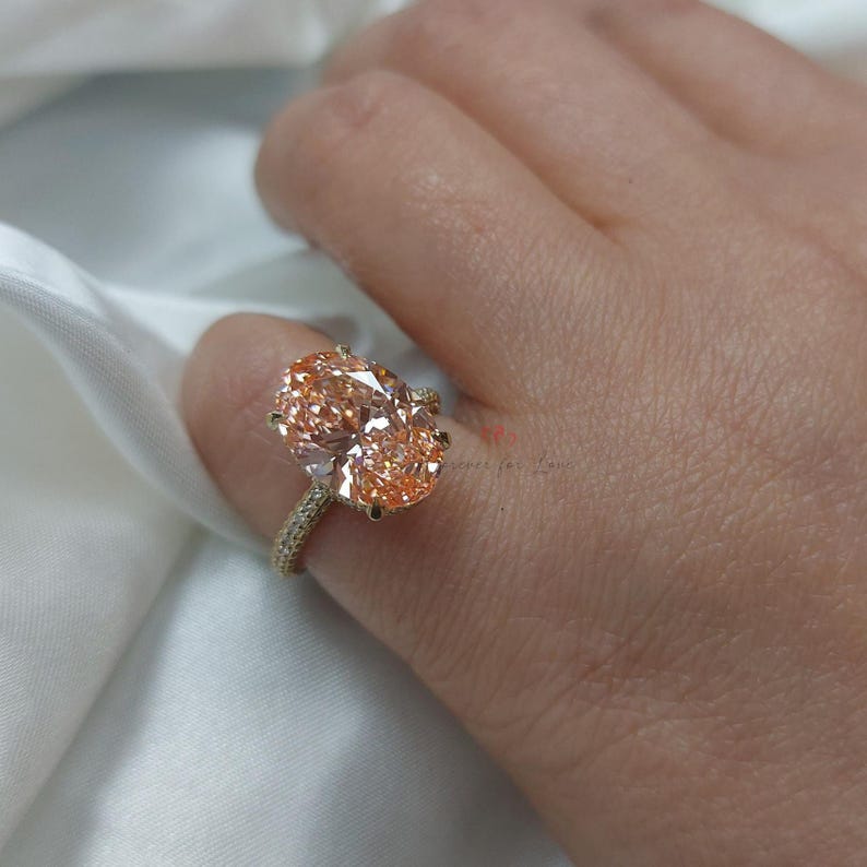 Pink Oval Cut Lab Created Diamond Engagement Ring IGI Certified Diamond, 2-5 Ct Baby Pink Ring, Anniversary bridal Wedding Gift For Her. image 2