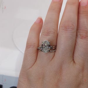 3 CT Oval Cut Lab Grown Diamond Engagement Ring Hidden Halo Bridal Set Diamond Ring for Women Anniversary Gift Oval Cut Diamond Ring