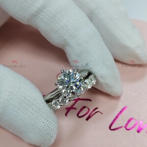 Lab Grown Diamond Bridal Set , E VVS2 Round Diamond Ring 3 CT Round Lab Created Diamond Engagement Ring Set Engagement Ring Anniversary Ring