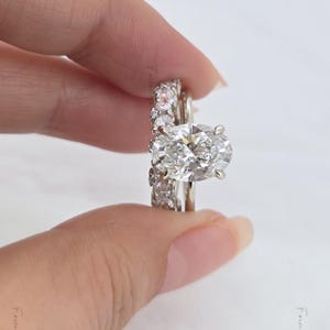 3  Carat Oval Cut Lab Grown Diamond Engagement Ring Bridal Set, E, VVS2 Diamond Ring for Women Anniversary Gift Diamond Ring, sold as set.