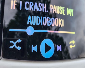 Autocollant pour pare-chocs Livre audio, application facile, bibliophile, holographique, unique