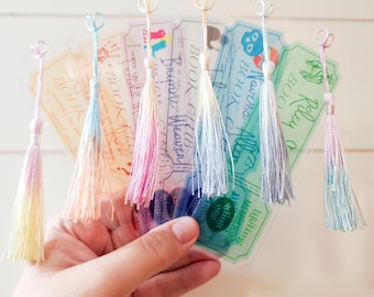 Thriller & Dark Romance Bookmarks: Transparent Ticket Stub Design
