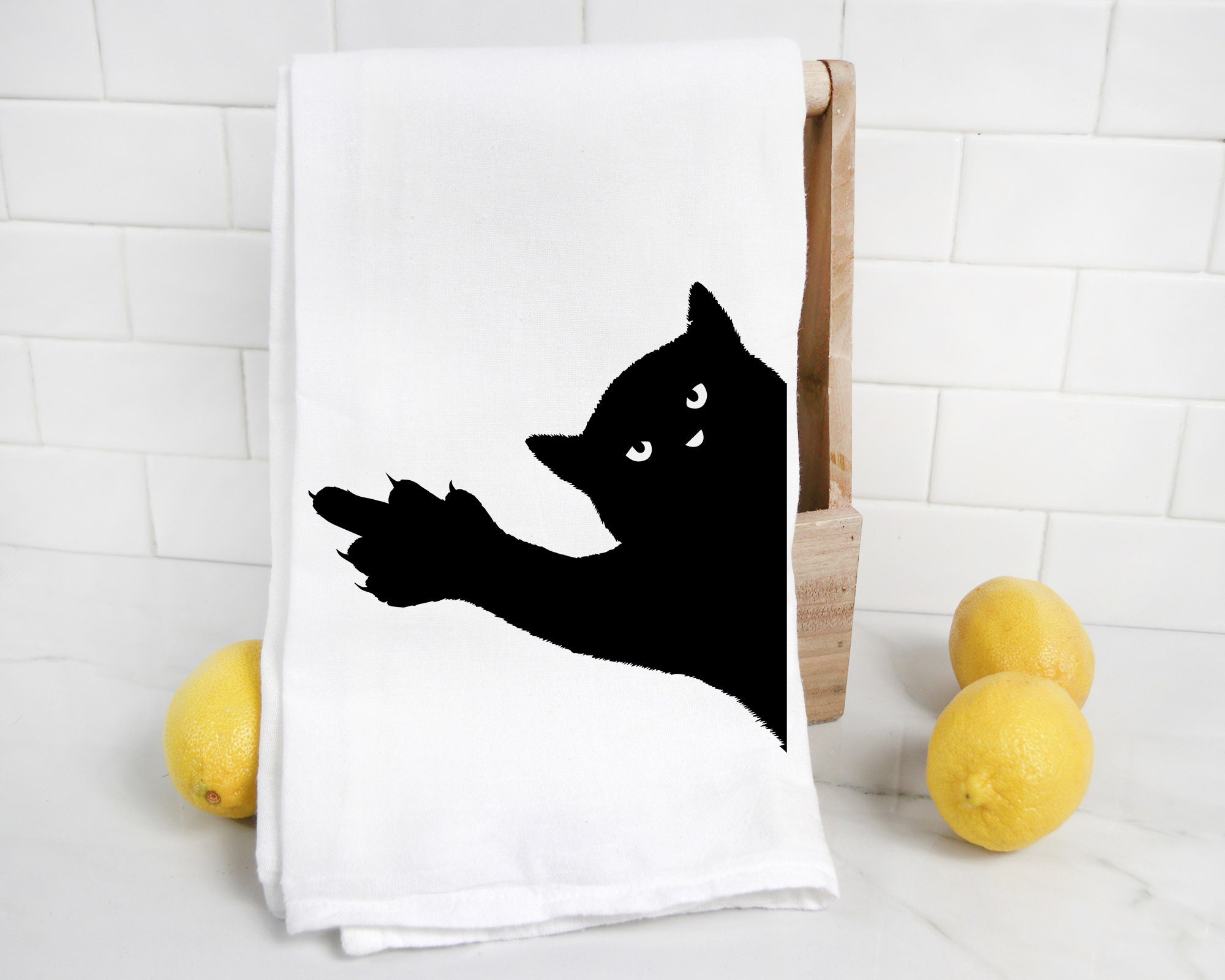Large Kitchen Towel Cat Lover Gift Funny Cat Gift Cat Etsy