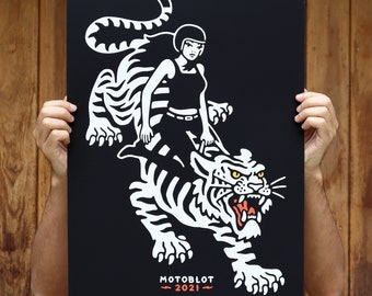 Motoblot 2021 Tiger Girl Silkscreen Poster - Limited Edition