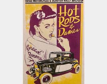 MODS vs ROCKERS Chicago 2013 "Hot Rods & Dames" Limited Edition Silk Screen Poster