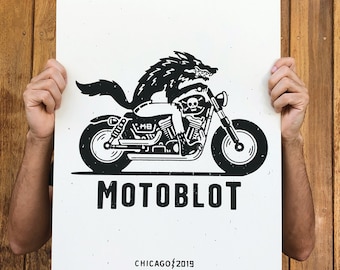 MOTOBLOT 2019 Limited Edition Silkscreen Poster "Moto-Wolf"