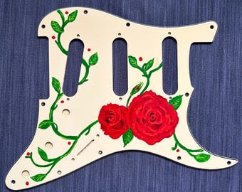 Golpeador SSS pintado a mano de Stratocaster de Sue: precio reducido debido a una imperfección entre las pastillas - Rose
