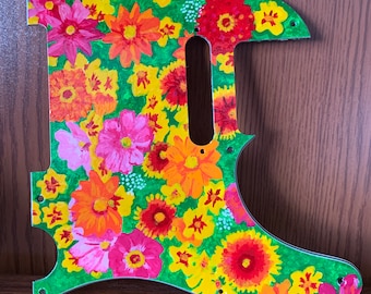 Sue’s Handpainted Telecaster Pickguard with neck holes Wildflowers 5