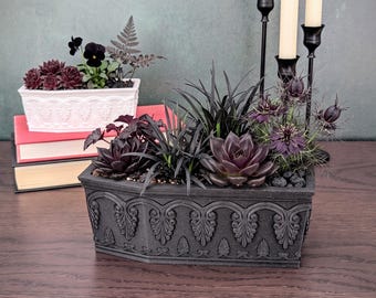 Gothic Coffin Planter, Dark Academia Desk Decor, Spooky Succulent Pot, Halloween Decor, Macabre Coffin Cache-All, Whimsigoth Caket Planter