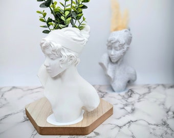Sappho Bust Vase - Greek Goddess - Pampas Grass Face Vases - Minimalist Table Art - Sappho Island of Lesbos - Chic Home Decor - Classic Art