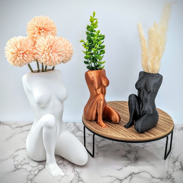 Female Body Vase - Naked Torso - Goddess Statue - Dried Pampas Artificial Flower Vase - Human Body Art