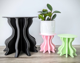 Support pour plantes d'intérieur tout en courbes, cache-pot de table, support pour plante, contremarche pour présentoir, décoration maximaliste pour la maison et l'appartement, support à gâteau, art déco