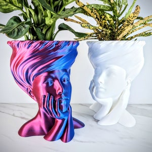 Woman Goddess Head Planter - Indoor Medusa Face Planter -Flower Pot - Unique Plant Pot Gift Home Room Decor - Housewarming Gift