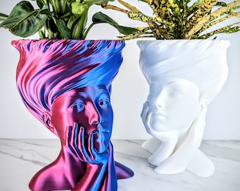 Woman Goddess Head Planter - Indoor Medusa Face Planter -Flower Pot - Unique Plant Pot Gift Home Room Decor - Housewarming Gift