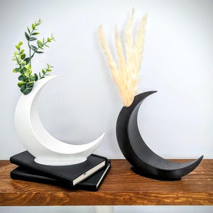 Modern Lunar Vase, Large Crescent Moon Vase, Witchy Home Decor, Gothic Home Decor, Boho Home Decor, Halloween Moon Vase for Dried Flowers
