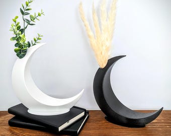 Vase lunaire moderne, grand vase en croissant de lune, décoration d'intérieur sorcière, décoration d'intérieur gothique, décoration d'intérieur bohème, vase de lune d'Halloween pour fleurs séchées