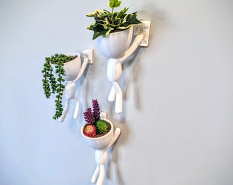 People Planters - Climbing Wall Pot - Hanging Robert Bob Adventure Planter - Wall Plant Pots - Cute Hanging Planter - Little People Wall Pot