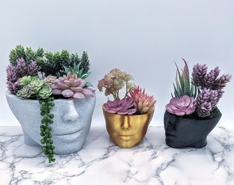 Head Planter - Face Succulent Planters - Woman Head Plant Pots - Home Garden - Medusa Head Pot - Home Decor - Flower Pot - Housewarming Gift