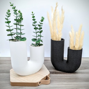 Texturerad vas - Böjda vaser - Moderna minimalistiska vaser för torkade blommor - Heminredningspresent - Sovrumsinredning i bohemisk stil - Pampasgräskruka