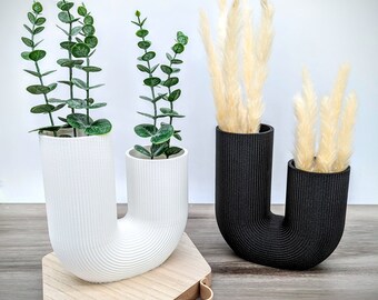 Jarrón texturizado - Jarrones curvos - Jarrones minimalistas modernos para flores secas - Regalo de decoración para el hogar - Decoración de dormitorio estilo boho - Maceta de hierba de la Pampa