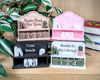 Mostrador de libros, Libros leídos este año, Regalo para amantes de la lectura, Decoración de estanterías, Regalos para clubes de lectura, Decoración de bibliotecas, Ratón de biblioteca, Desafío de lectura