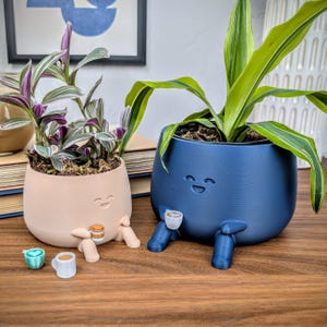 Cute Coffee Planter, Cozy Indoor Cafe Mug Plant Pot Decor, Coffee Lover Unique Christmas Gift for Her, Succulent Drainage Tray, Coffee Gifts
