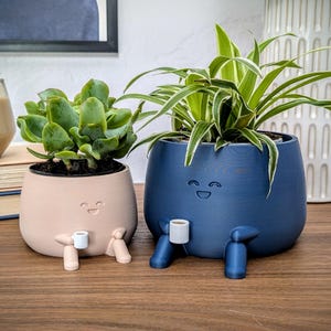 Cute Coffee Planter, Cozy Indoor Cafe Mug Plant Pot Decor, Coffee Lover Unique Christmas Gift for Her, Succulent Drainage Tray, Coffee Gifts