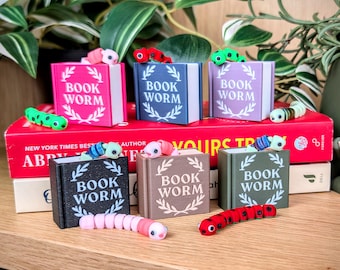 Rat de bibliothèque, cadeau amateur de livres, cadeaux pour elle, Booktok, décoration livresque, bas de Noël, cadeaux pour professeur, cadeau bibliothèque, étagère à livres, ver mignon
