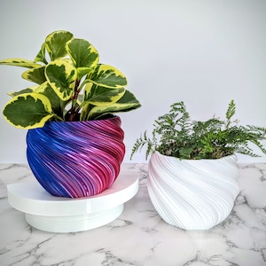 Gedrehter Blumentopf - Swirl Planter mit Drainage - Bunter geometrischer Twist-Regenbogen-Blumentopf - Strukturiertes Wohndekor - Einzigartiger minimaler Pflanzer