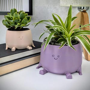 Plant Pot, Drainage and Tray, Cute Happy Face Indoor Succulent Planter, Houseplant Lovers Kawaii Decor Dorm Gift, Flower Pot for Cozy Home